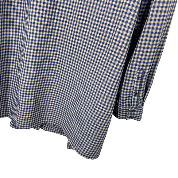 Treasure & Bond Blue Gray Plaid Button Up Long Sleeve Babydoll Dress Ruffle - Picture 5 of 9